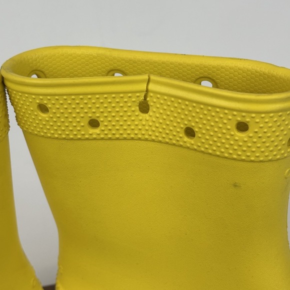 Womens Crocs Classic Rain Ankle Boots Yellow Rubber Waterproof Size 9 M GUC - Picture 7 of 10